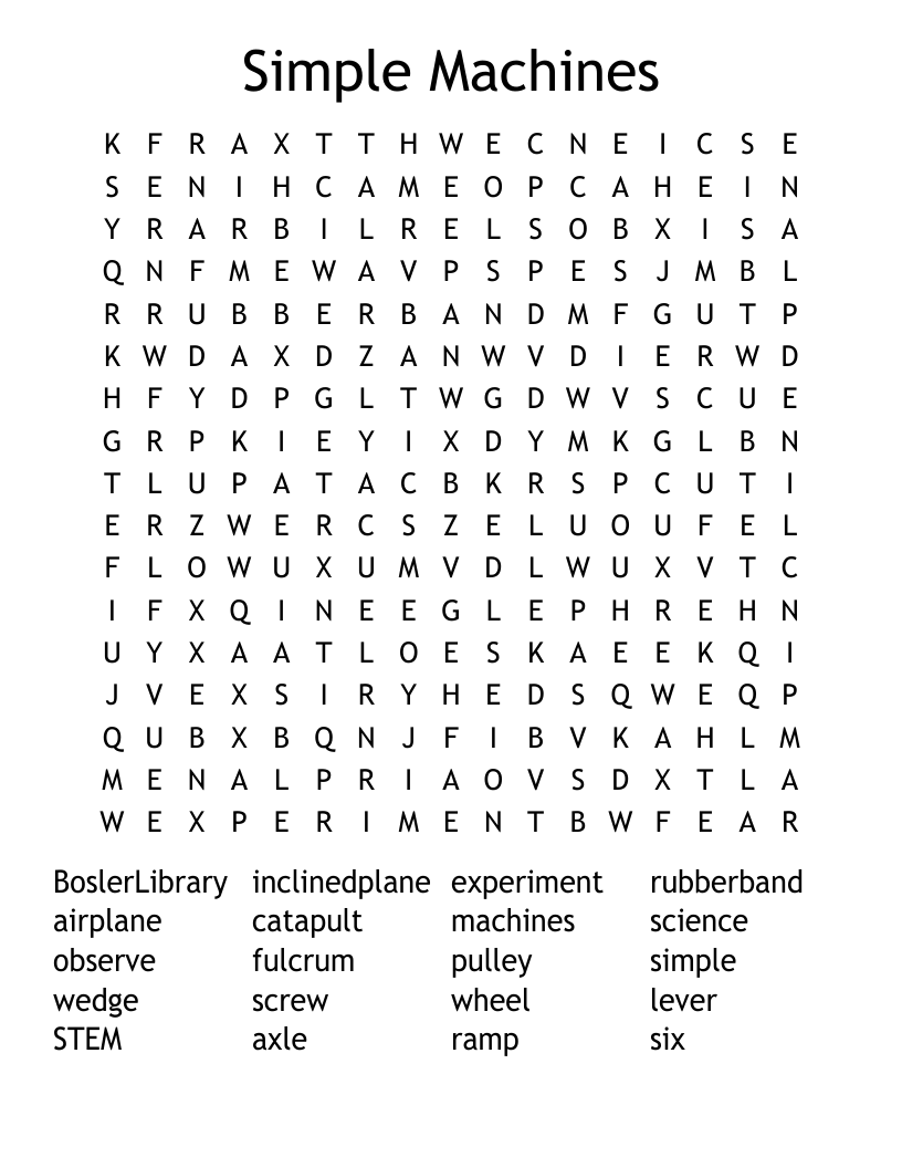 Simple Machines Word Search