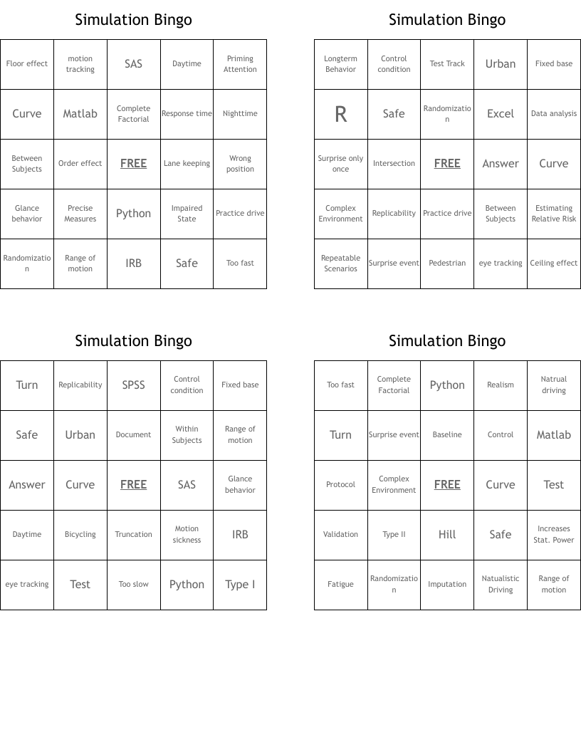 Simulation Bingo