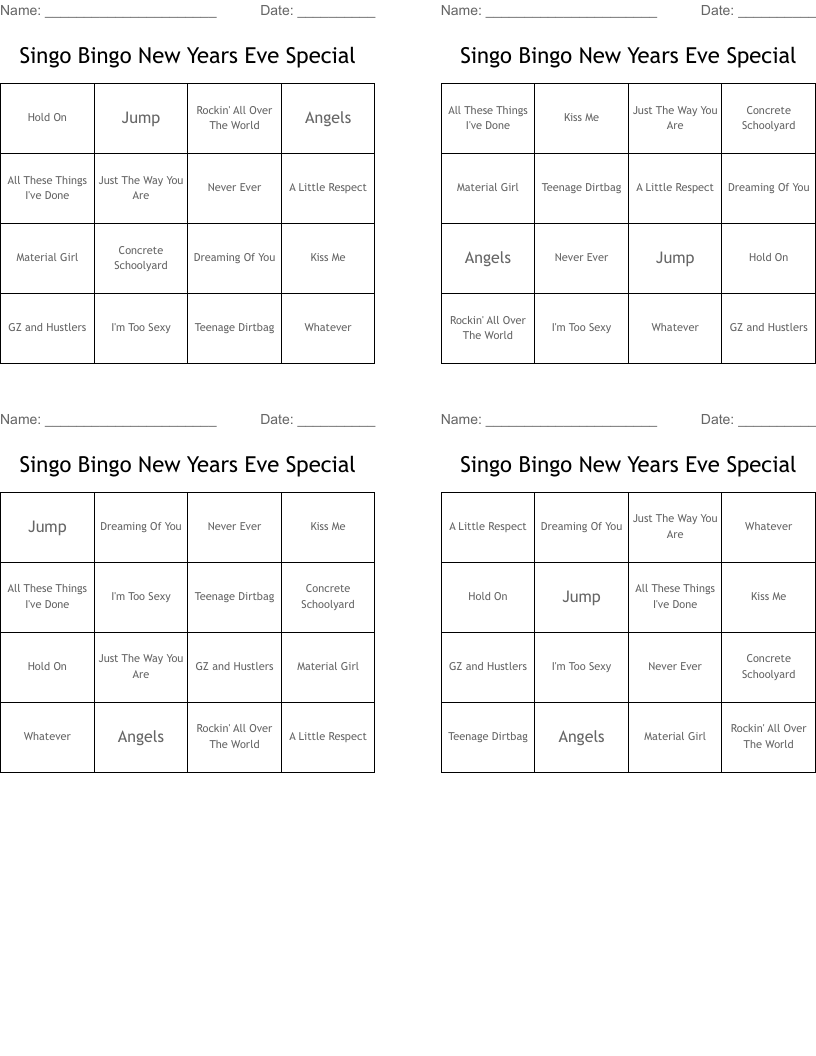 Singo Bingo New Years Eve Special 