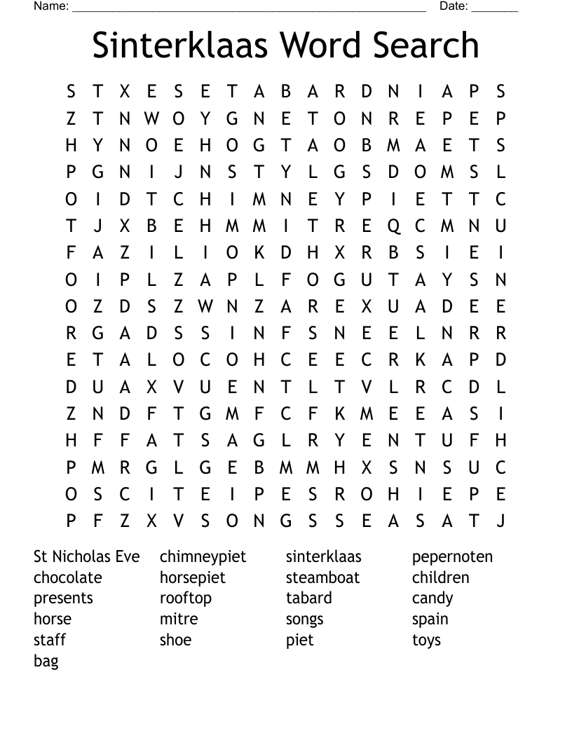 Sinterklaas Word Search