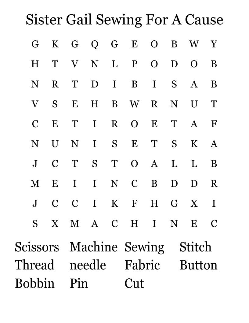 Sister Gail Sewing For A Cause