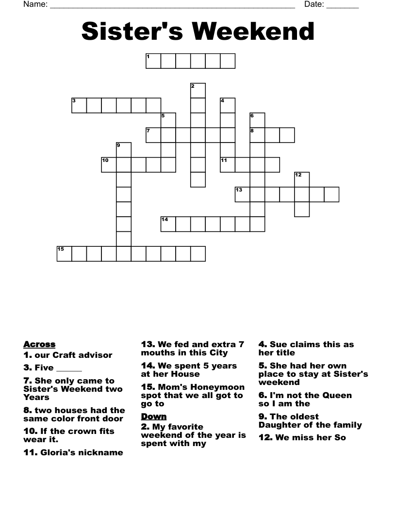 Sister's Weekend Crossword WordMint