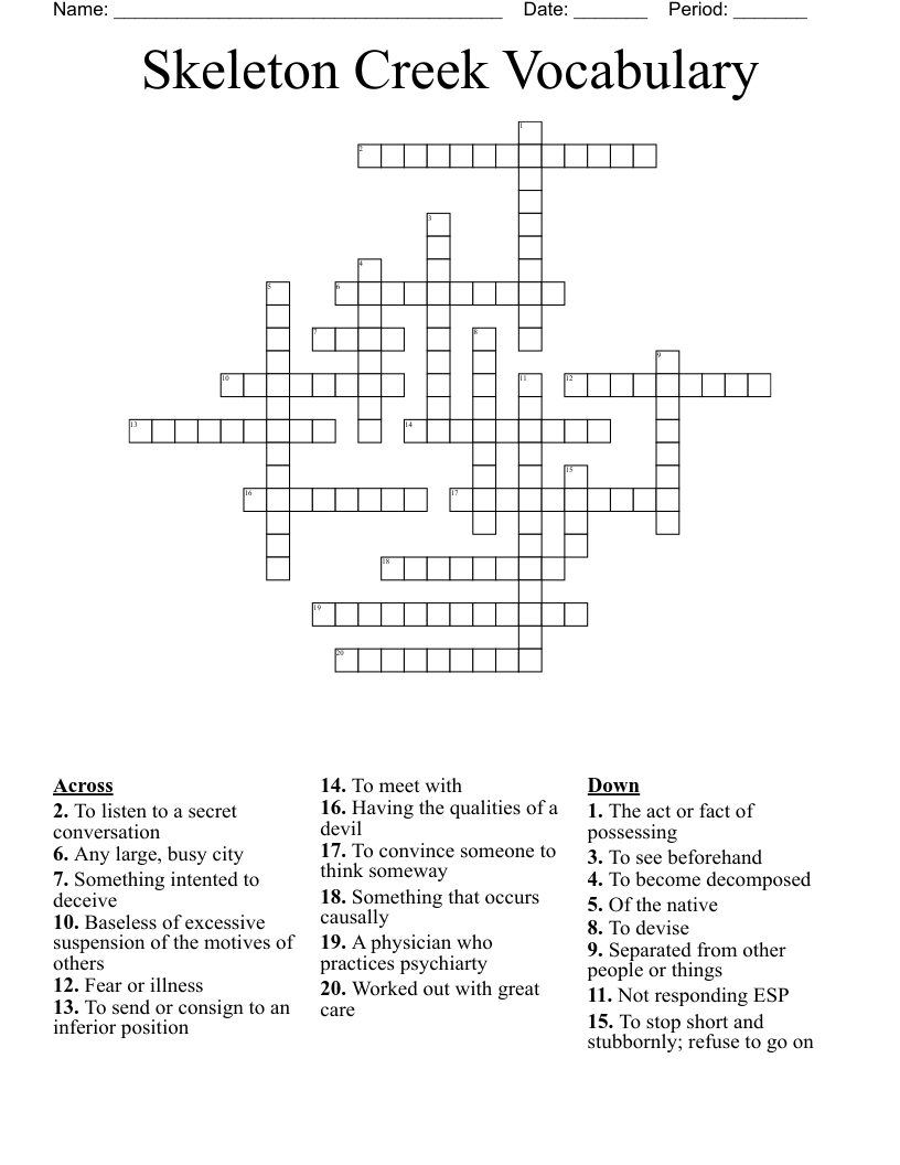 Skeleton Creek Vocabulary Crossword