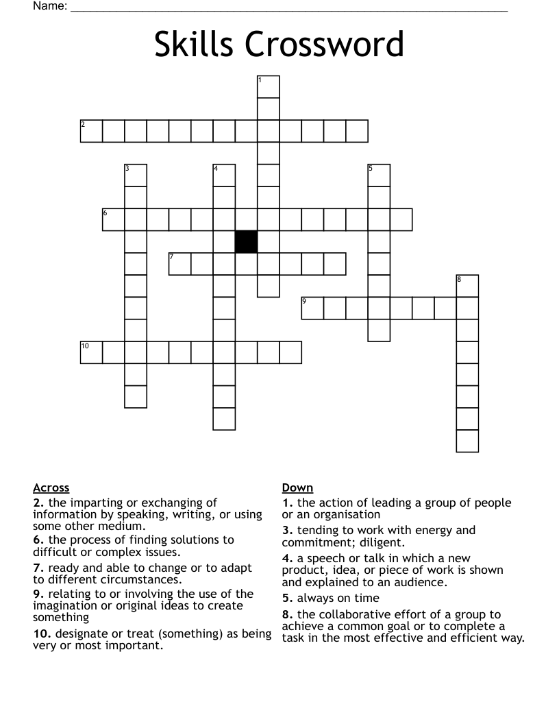 Skills Crossword