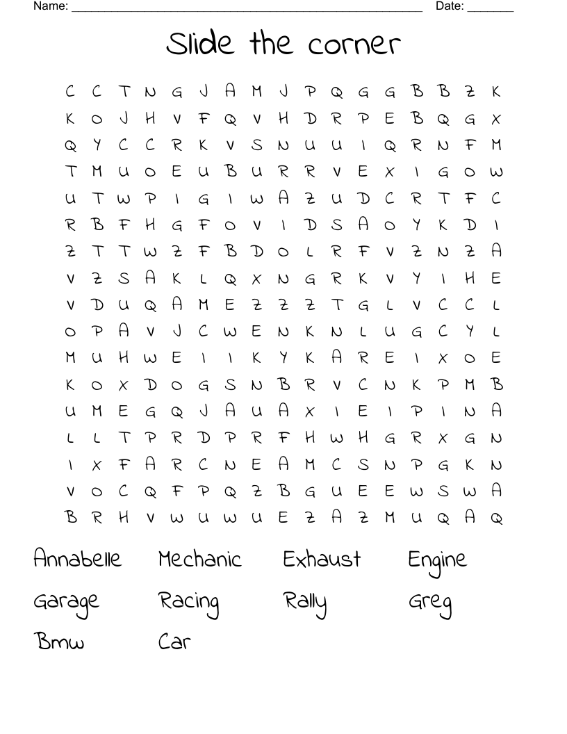 Slide the corner Word Search