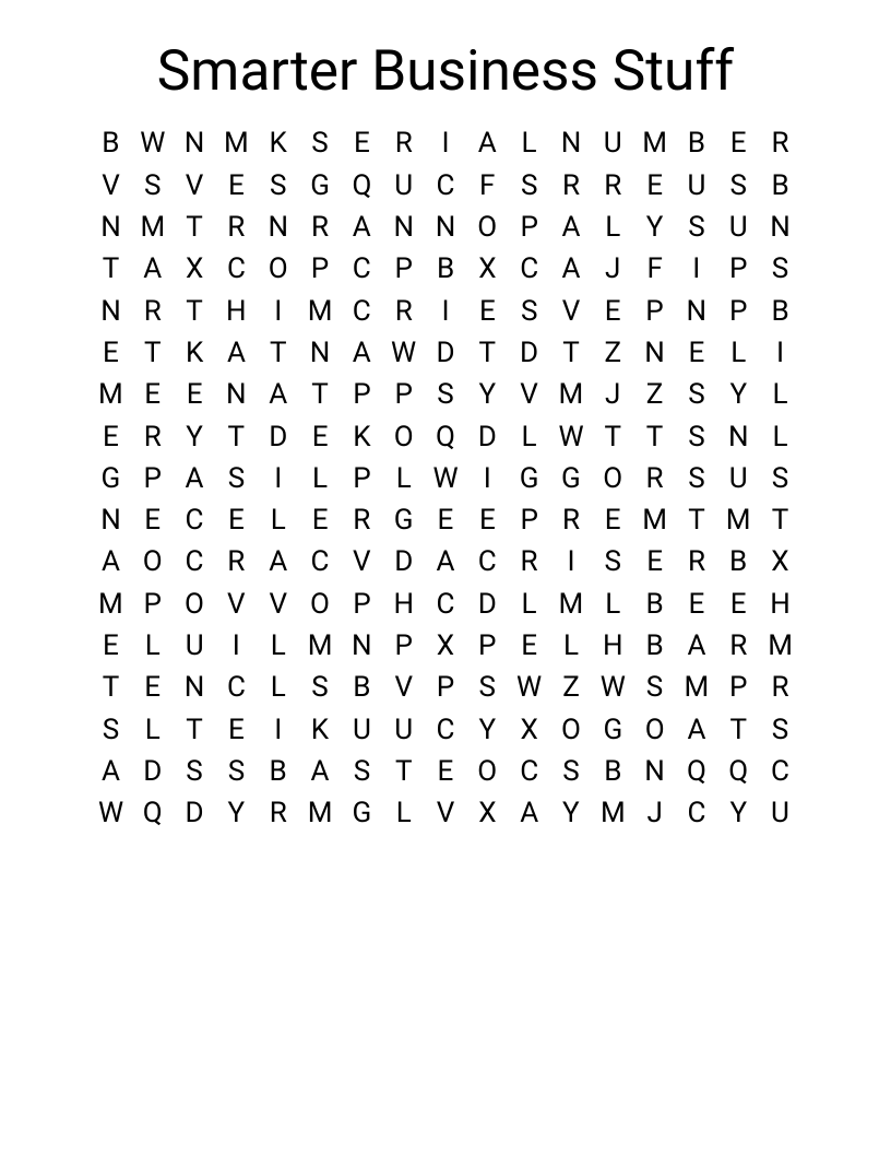 Smarter Business Stuff Word Search