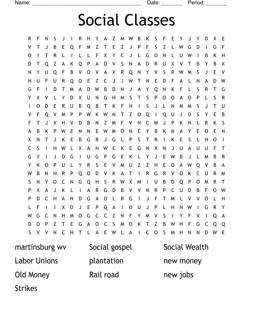 Social Classes Word Search