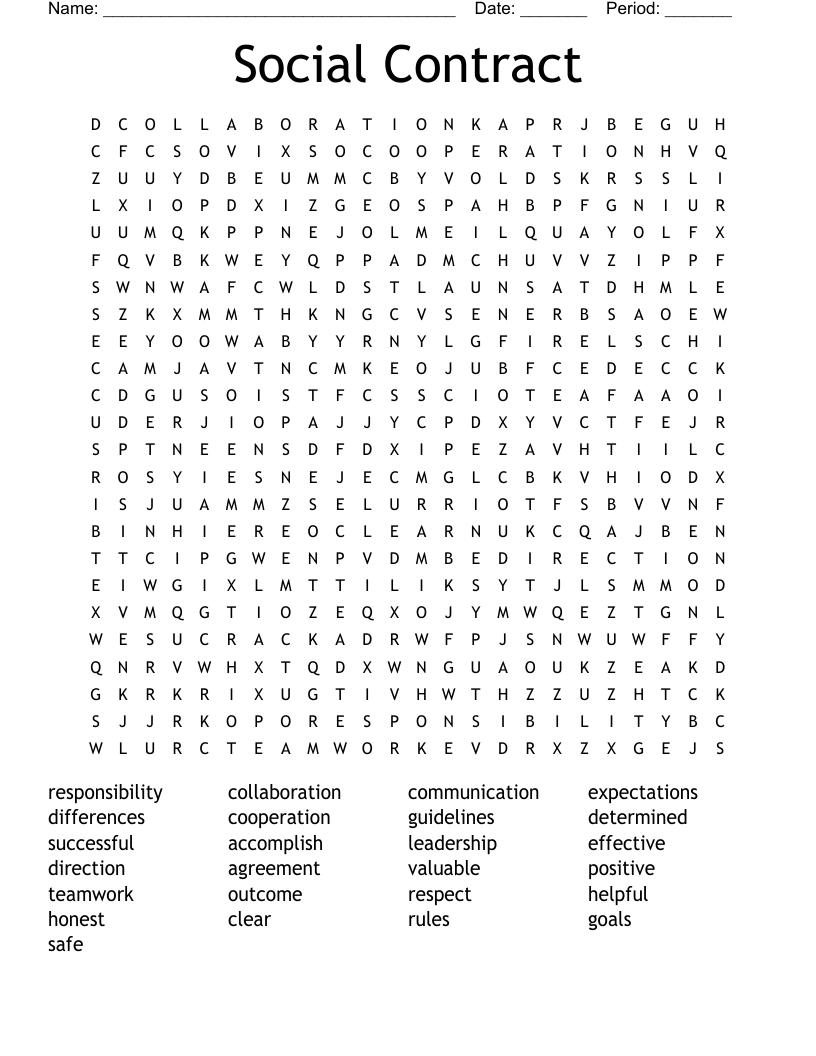 Social Contract Word Search