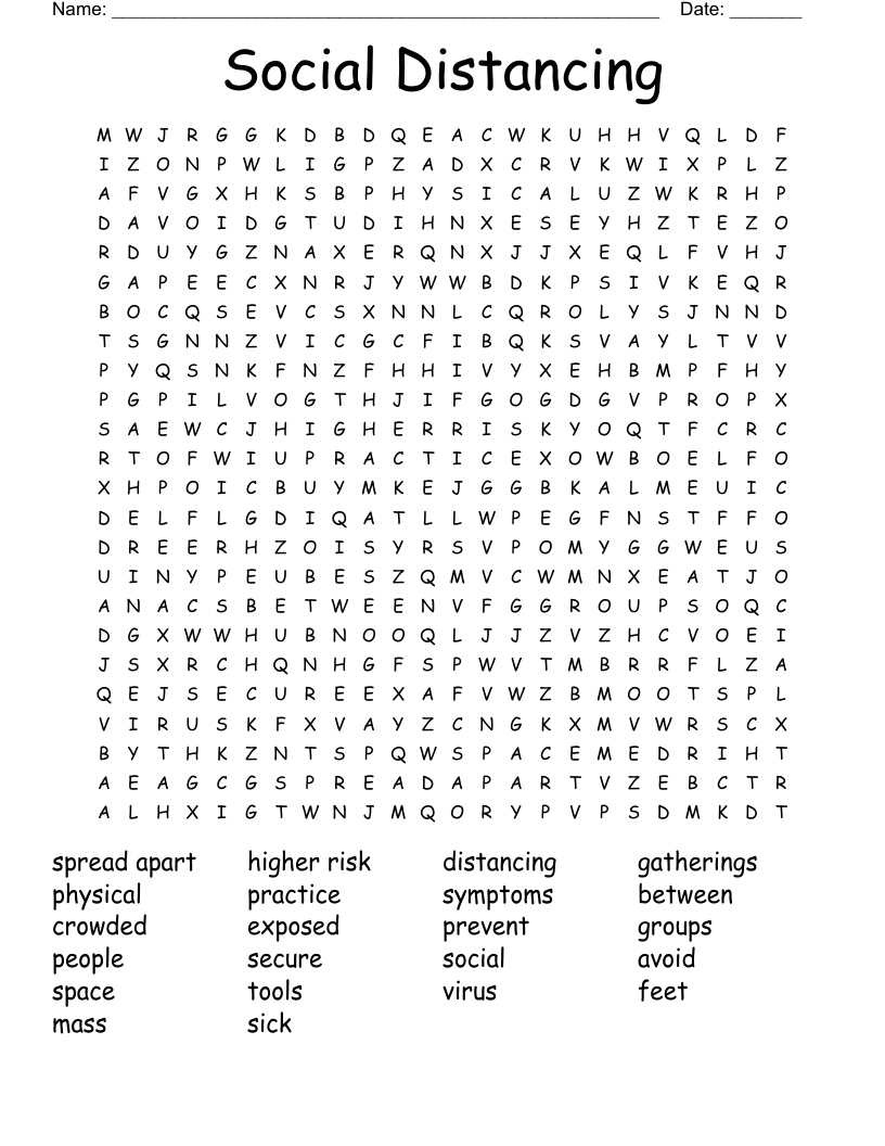 Social Distancing Word Search