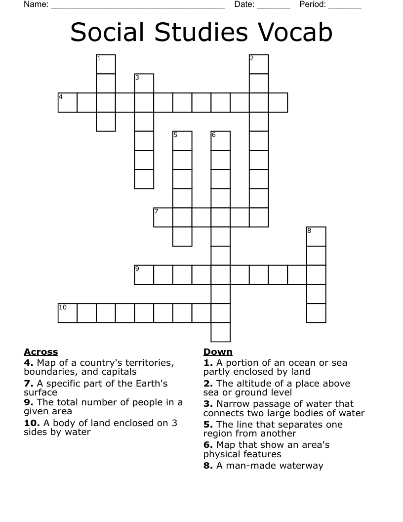 Vocabulary Unit One Crossword WordMint