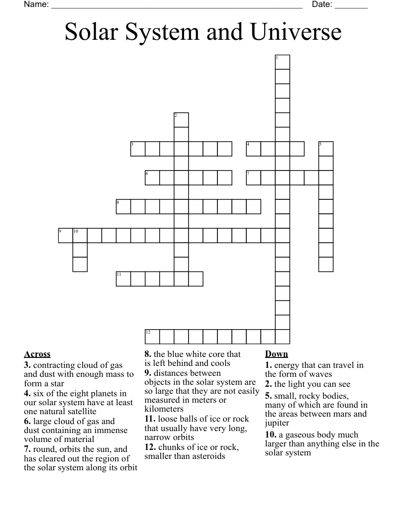 Solar System and Universe  Crossword