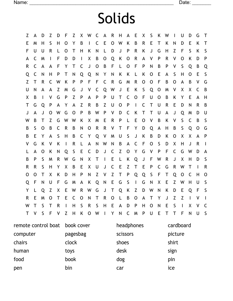 Solids Word Search