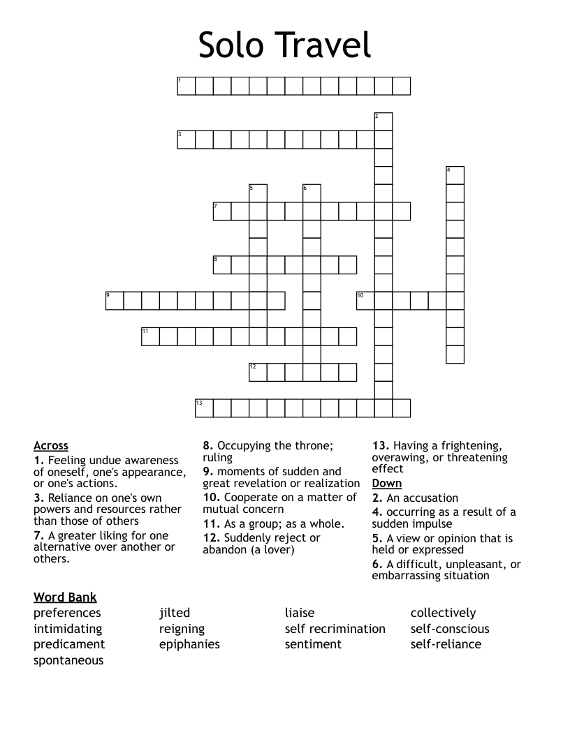 Solo Travel Crossword