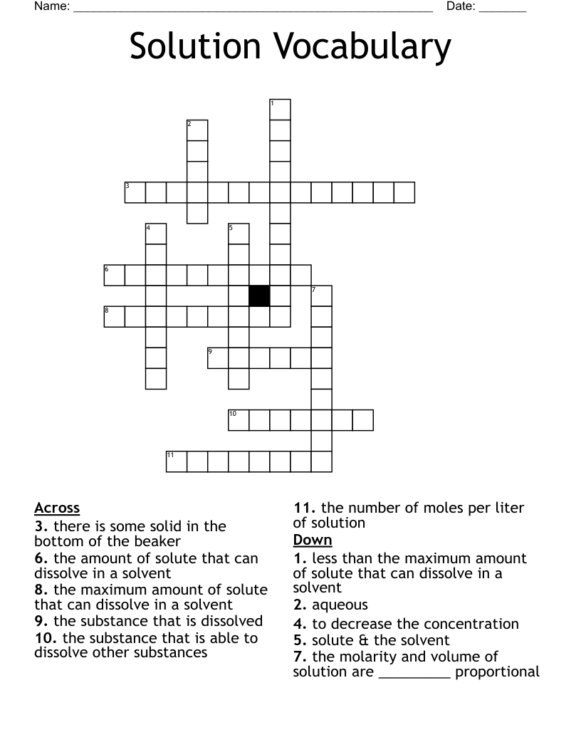 Solution Vocabulary Crossword - WordMint
