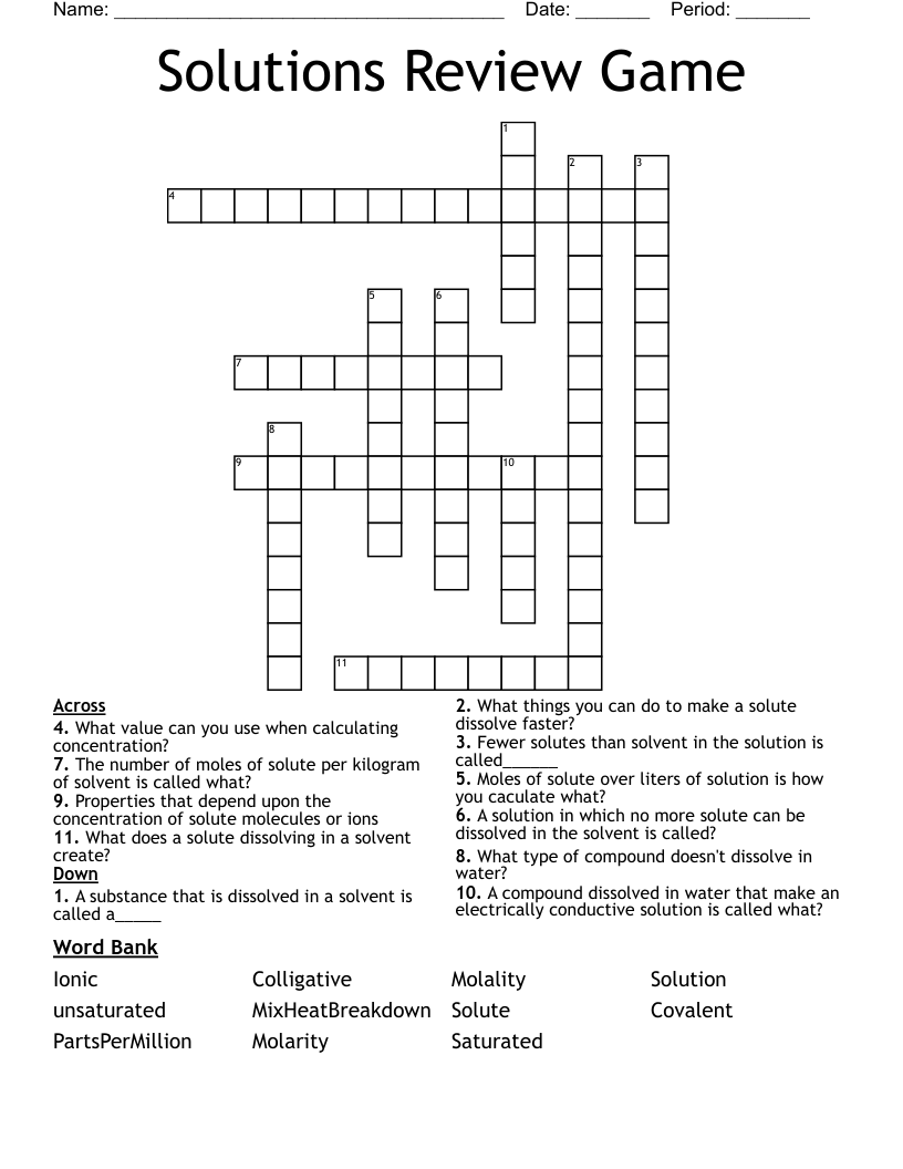 Solutions Review Game Crossword WordMint