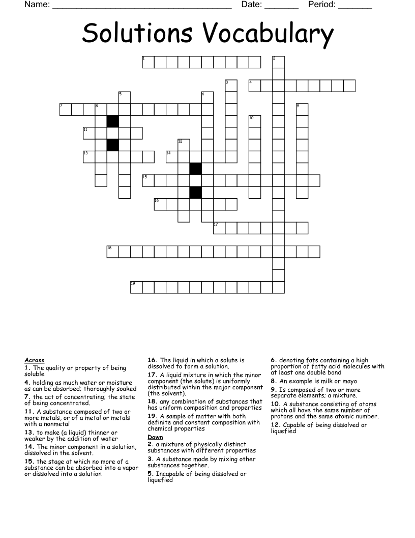 Solutions Vocabulary Crossword - WordMint