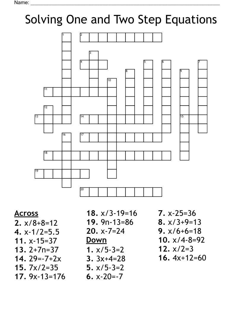 Two Step Equation Crossword Puzzle Answers Blogerowablogerka