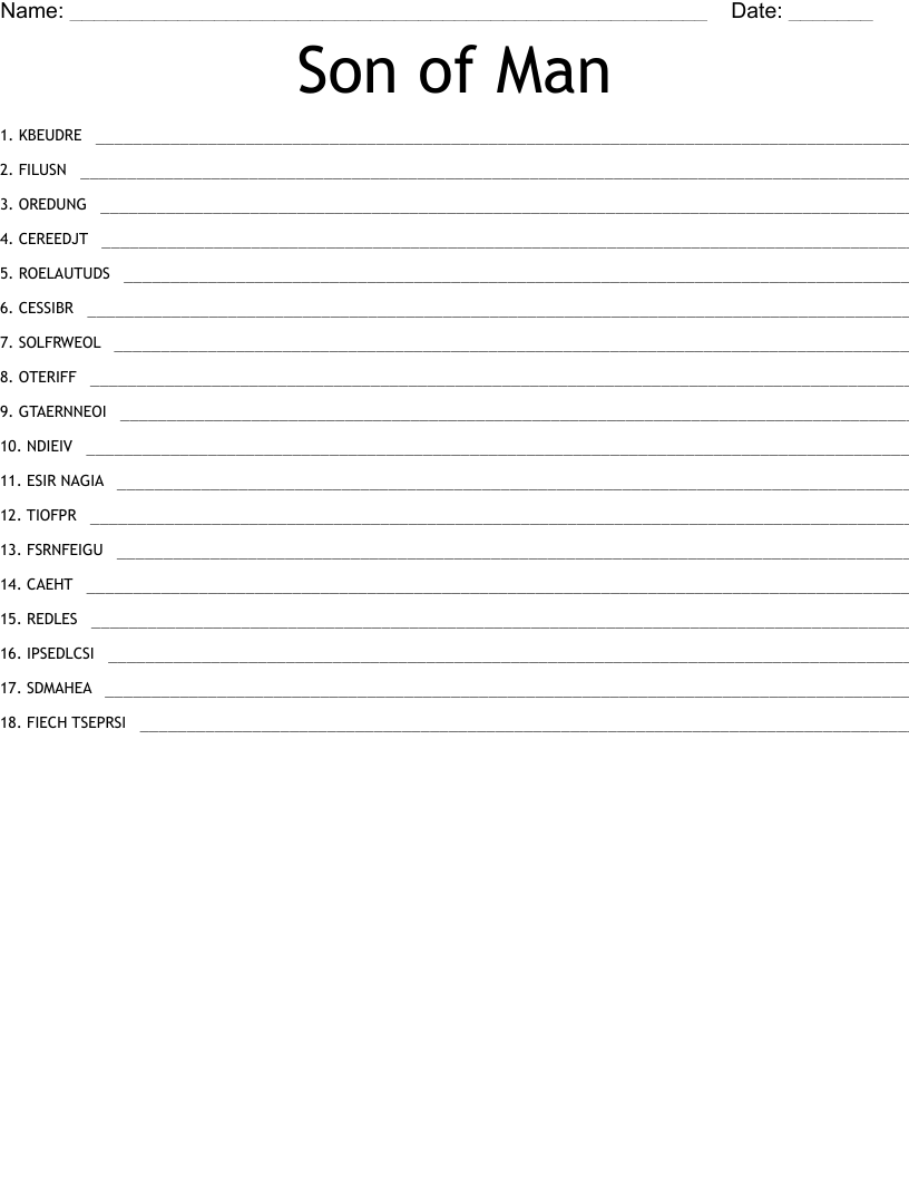 Son of Man Word Scramble