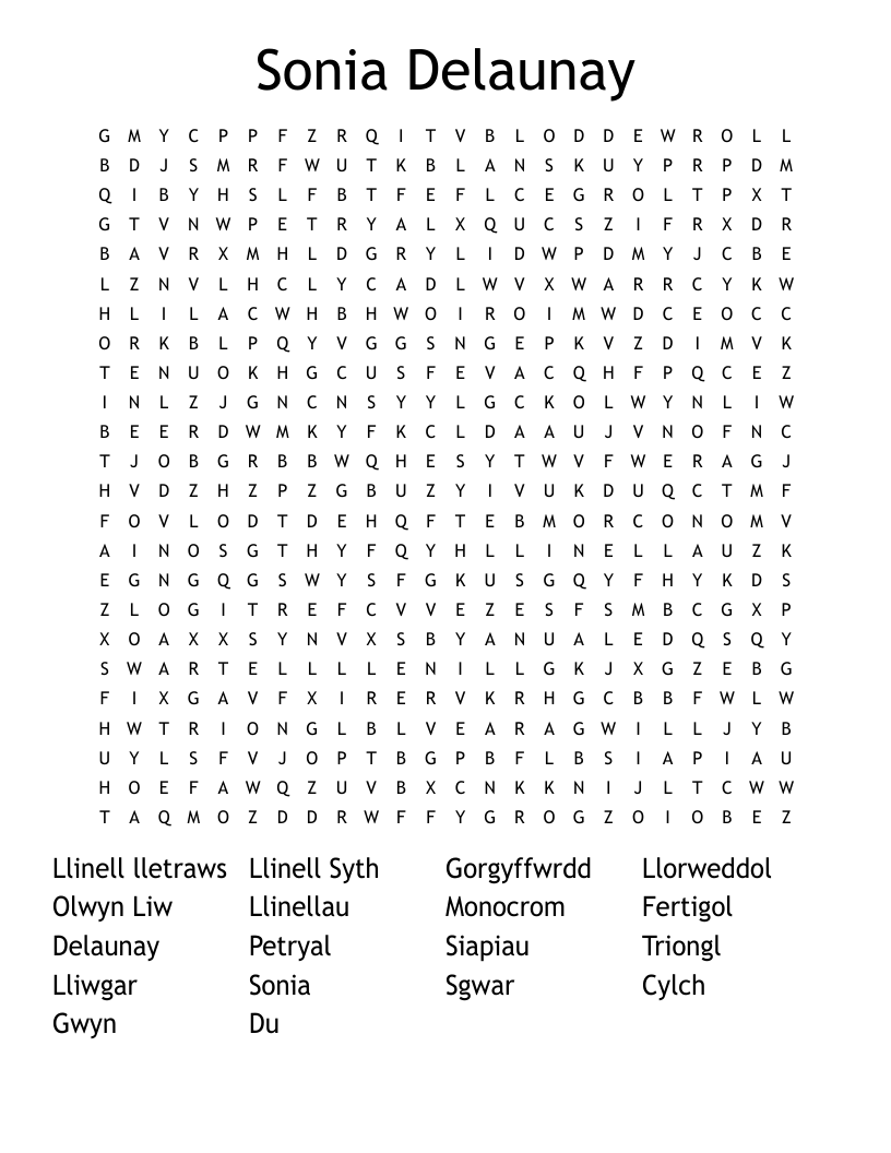 Sonia Delaunay Word Search
