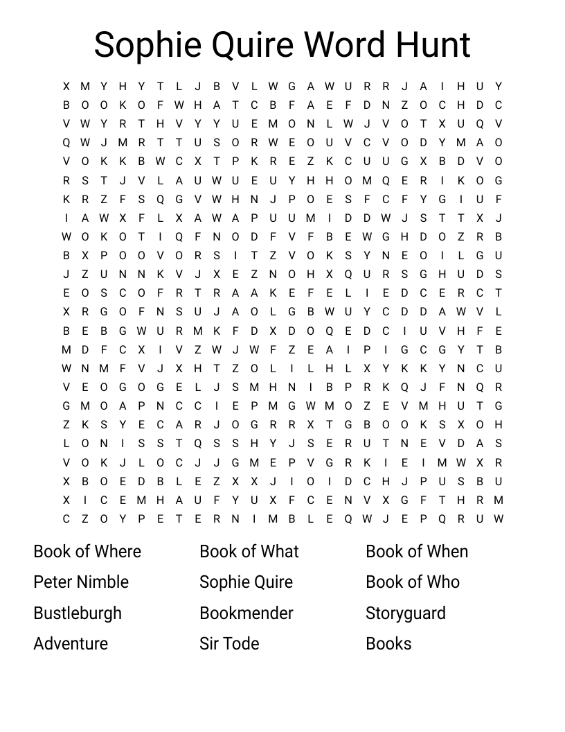 Sophie Quire Word Hunt Word Search