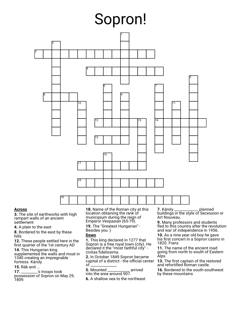 Sopron! Crossword