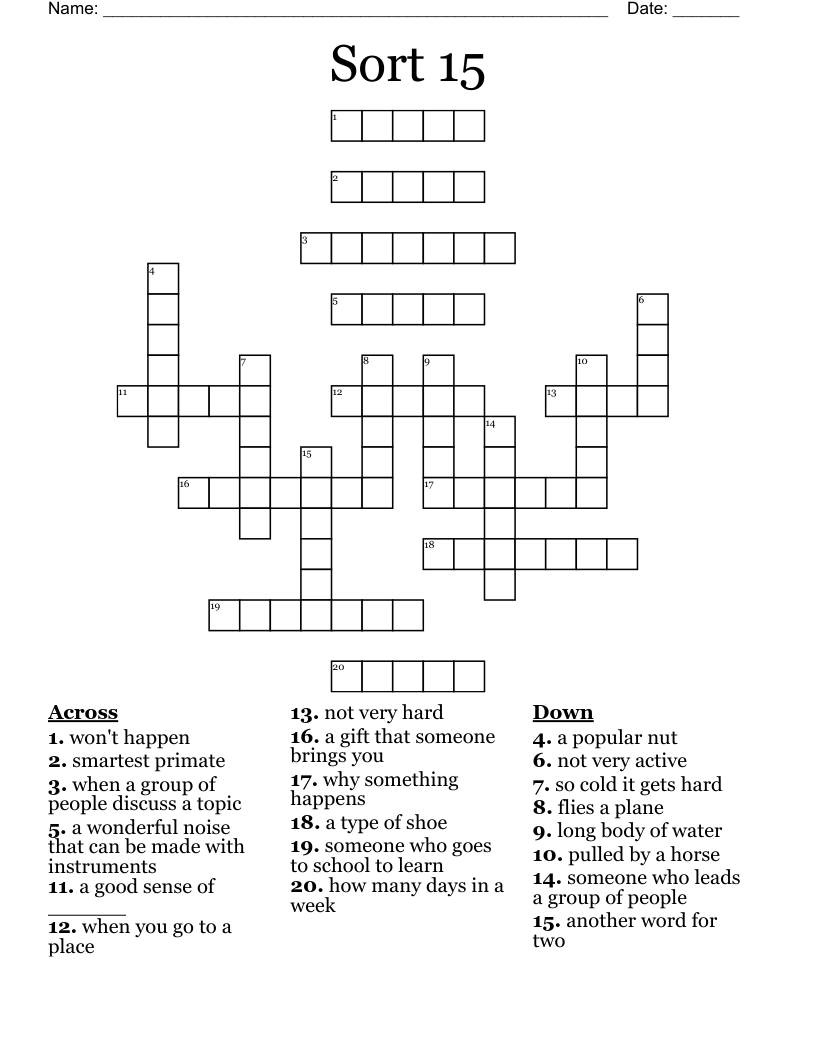 Sort 15 Crossword WordMint