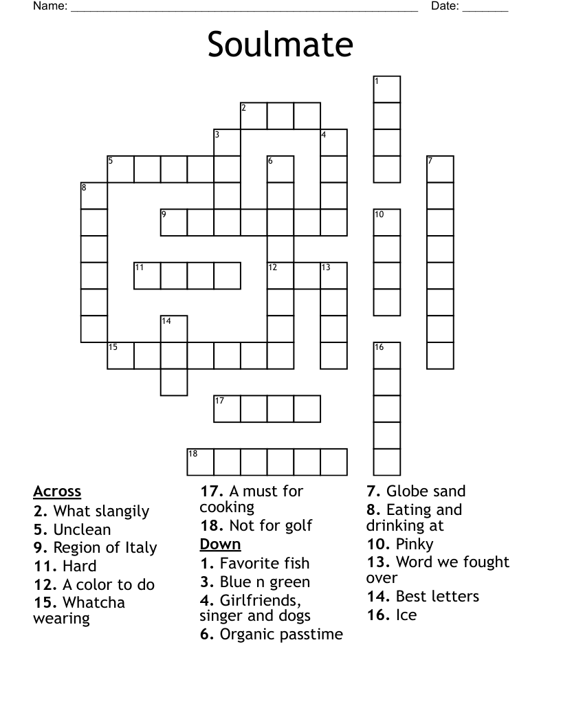 Soulmate Crossword WordMint