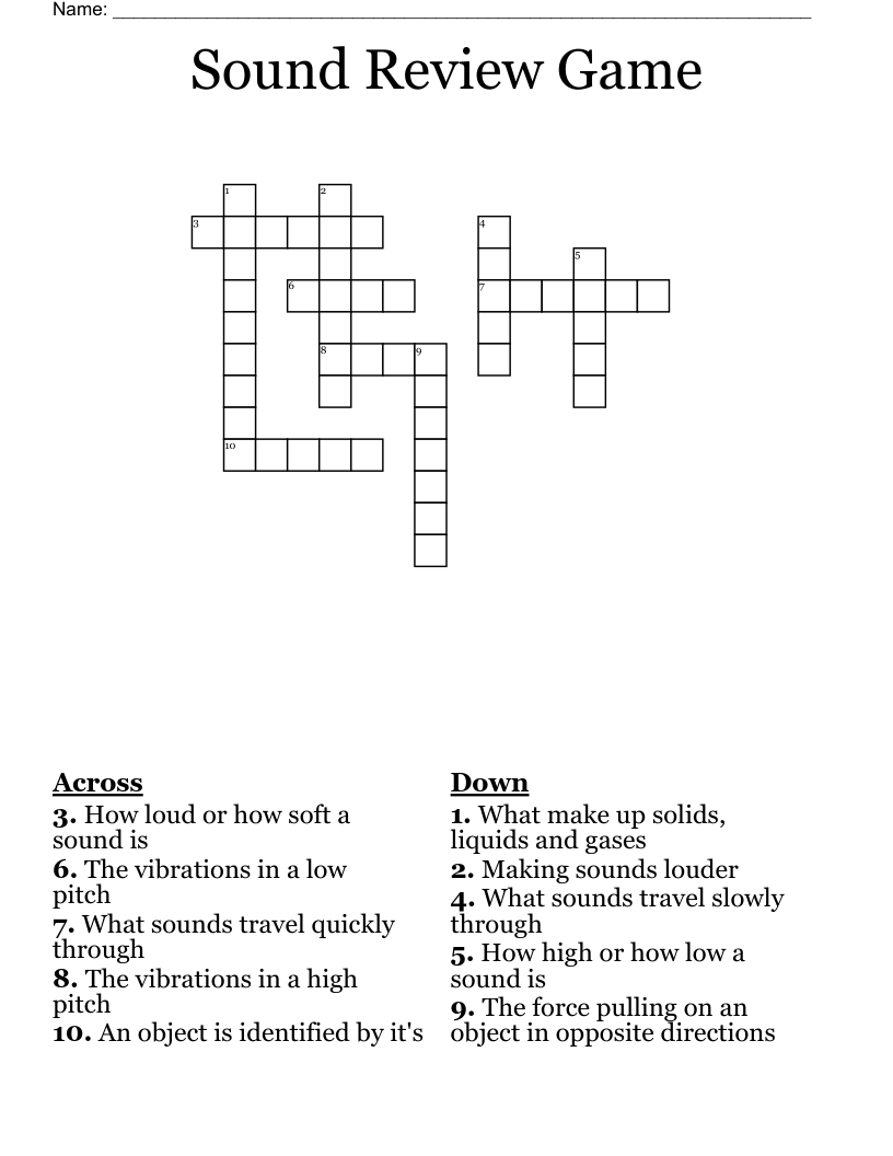 Sound Review Game Crossword - WordMint
