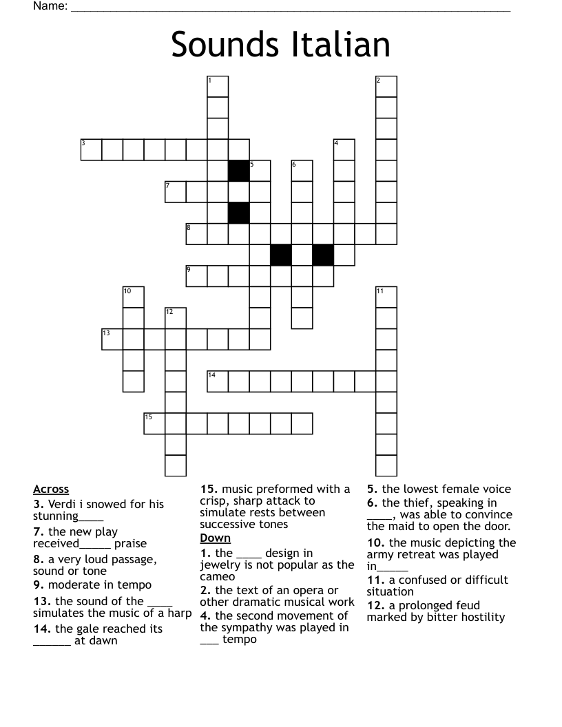 Sounds Italian Crossword