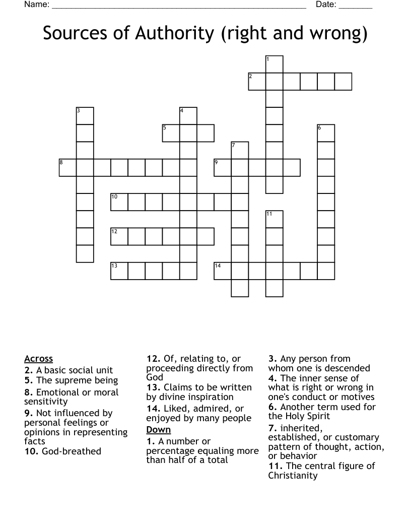 Sources Of Authority right And Wrong Crossword WordMint