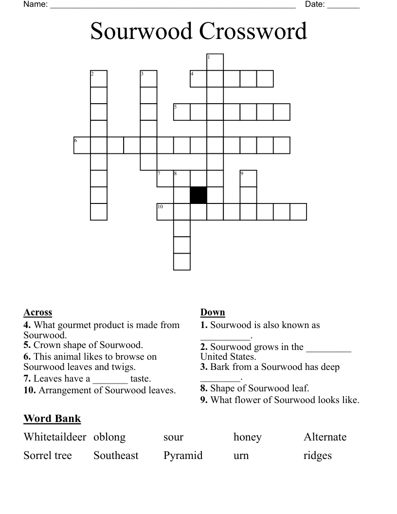 Sourwood Crossword