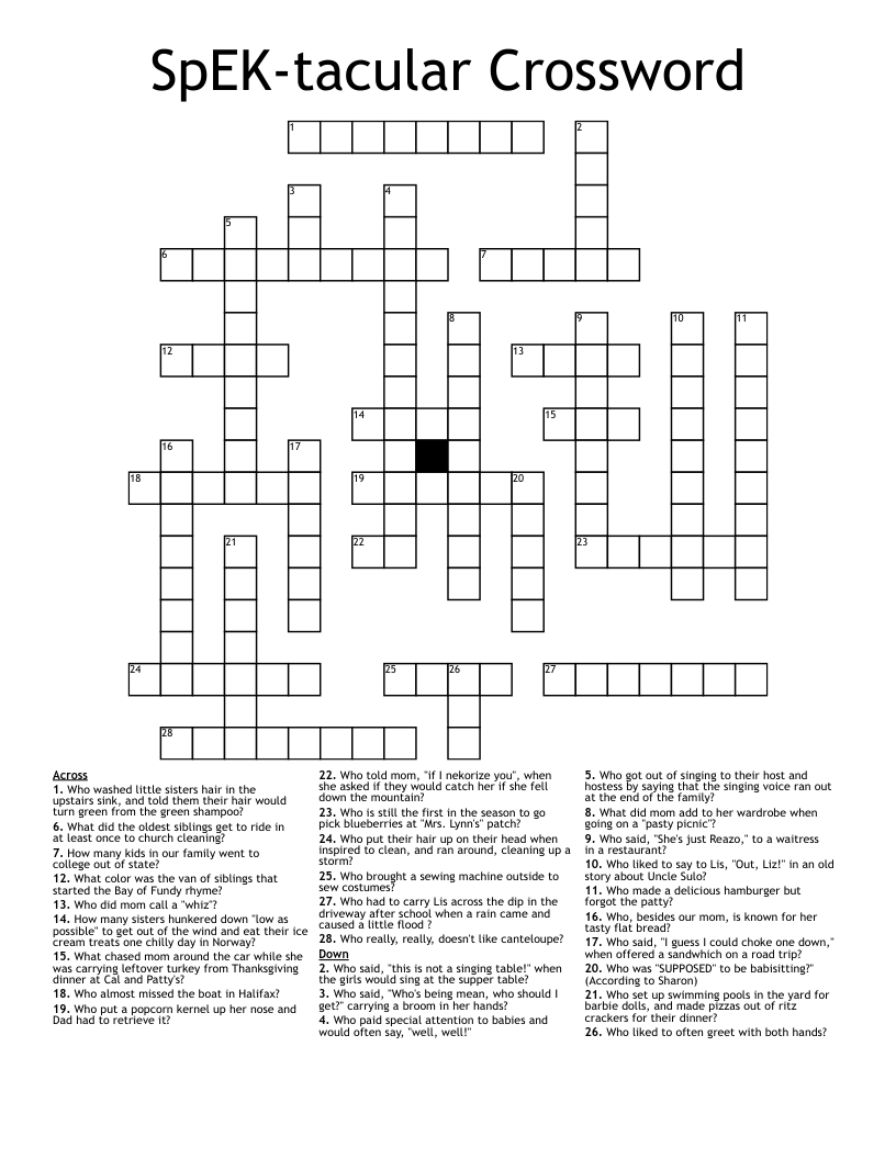 SpEKtacular Crossword WordMint