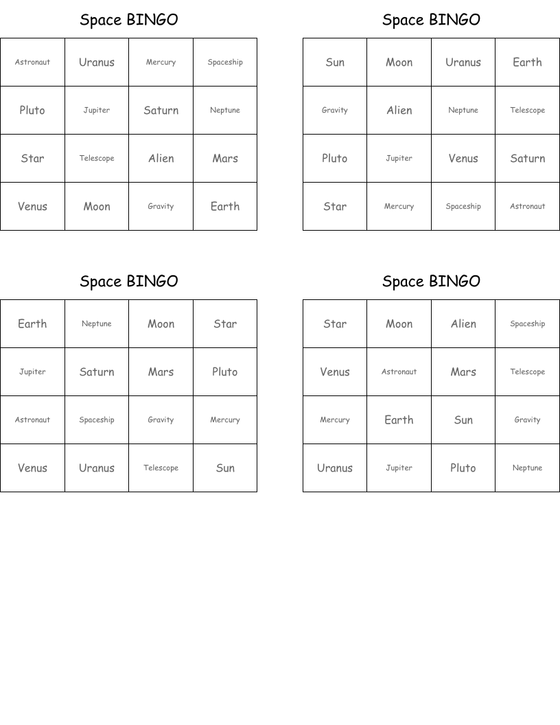 Space BINGO