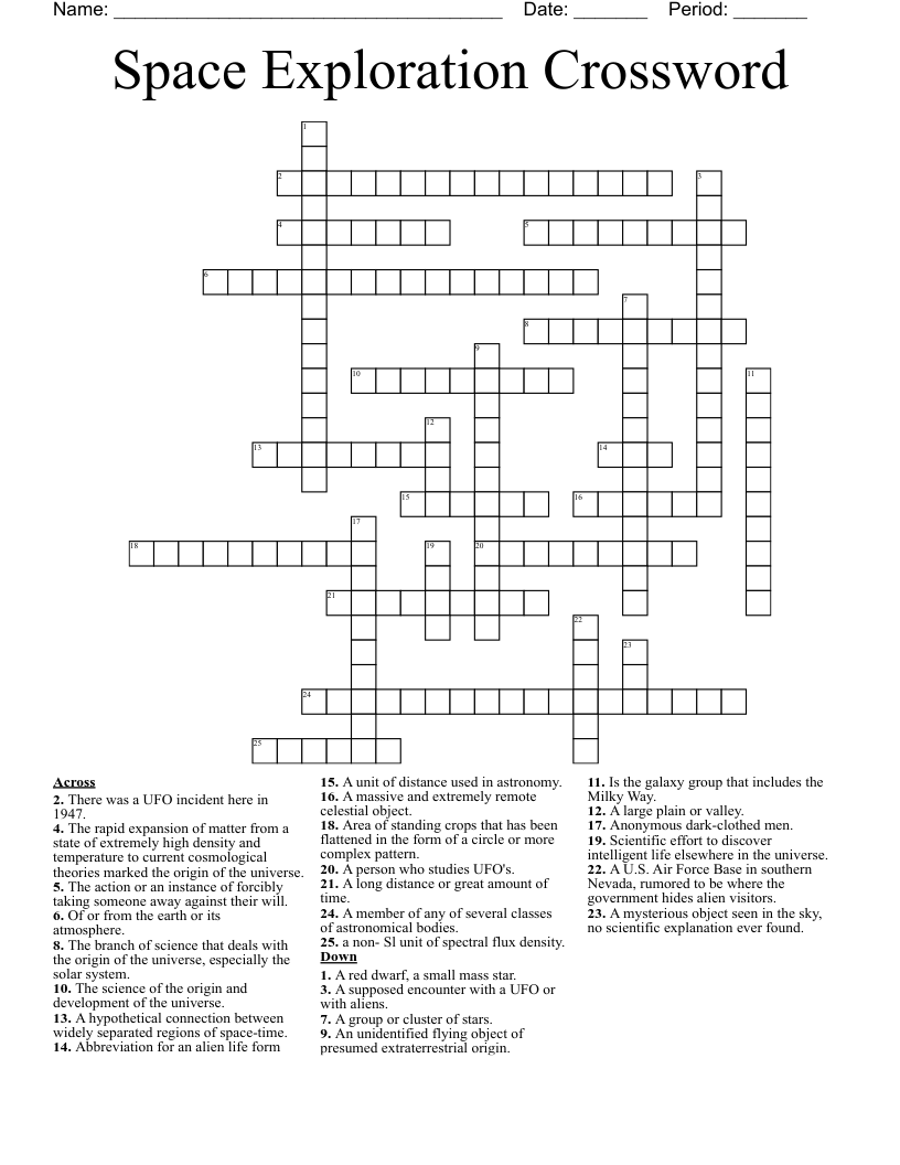 Ufo s And Extraterrestrials Crossword WordMint
