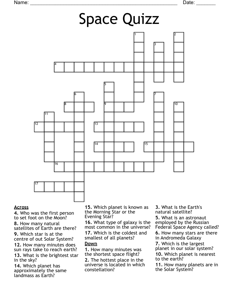 Space Quizz Crossword