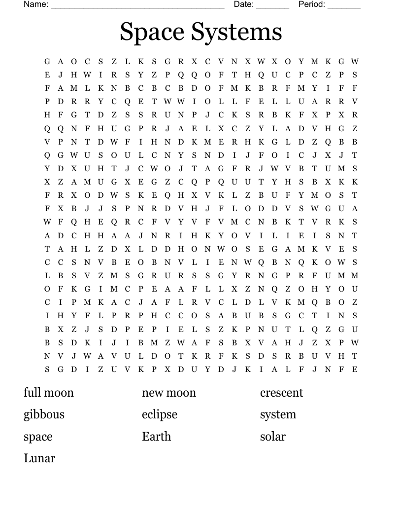 Space Systems Word Search