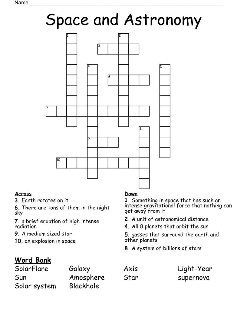Space and Astronomy Crossword
