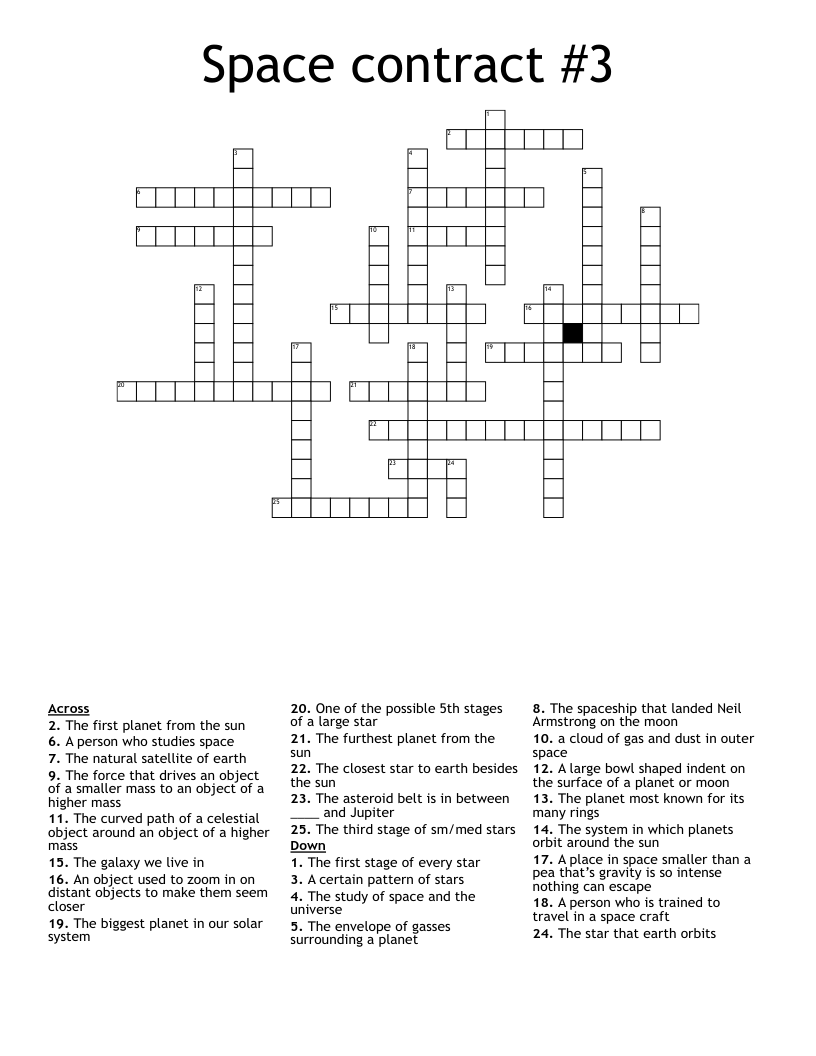Space contract #3 Crossword