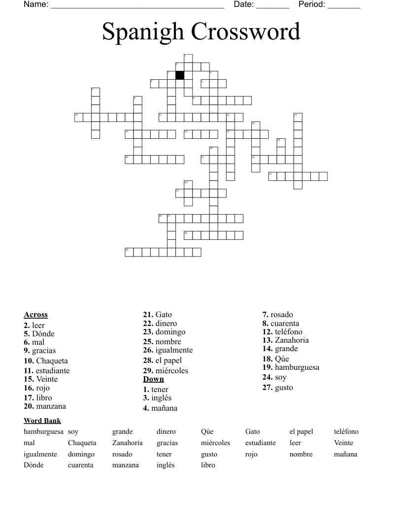 Spanigh Crossword