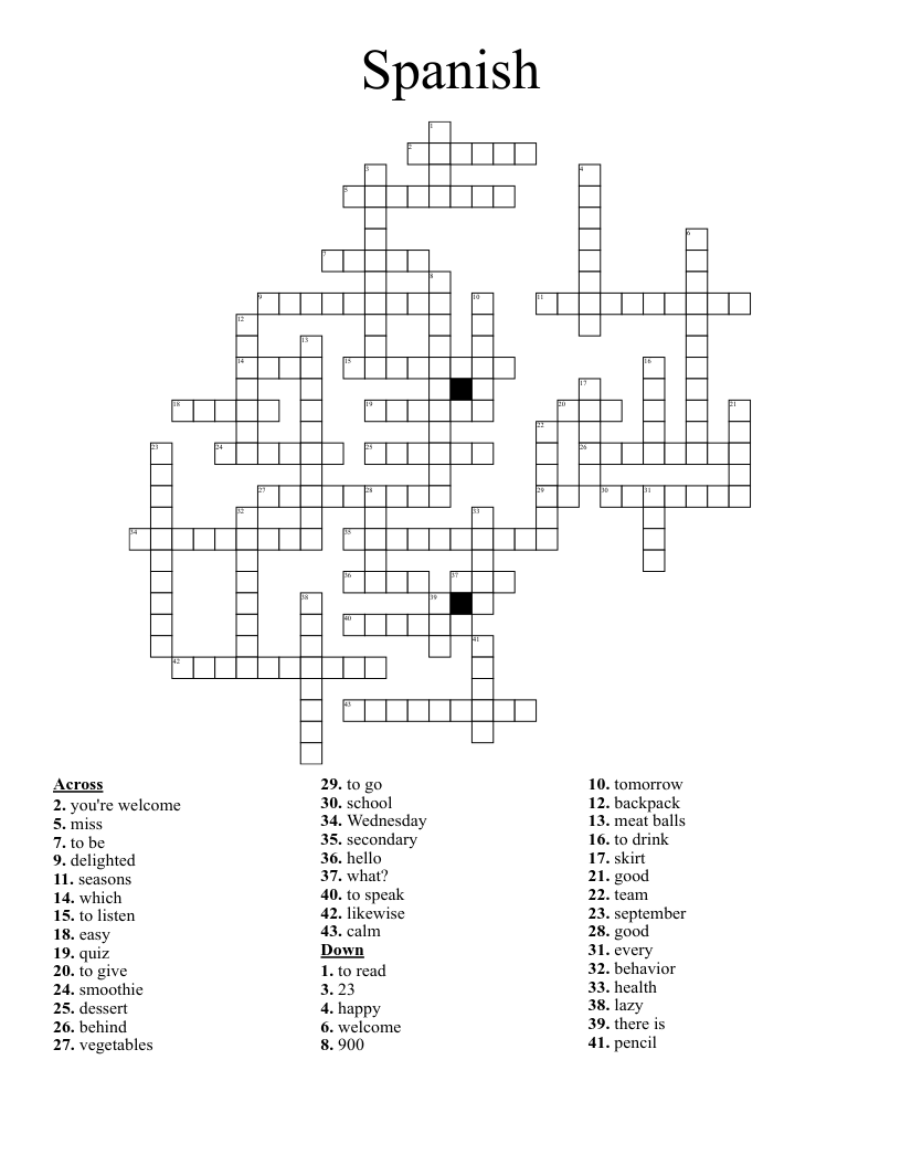 Spanish Crossword