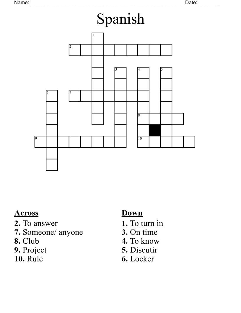 Spanish Crossword WordMint