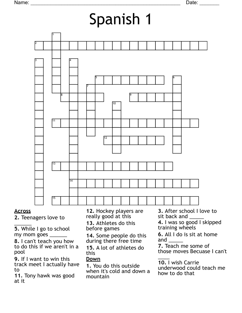 Spanish 1 Crossword