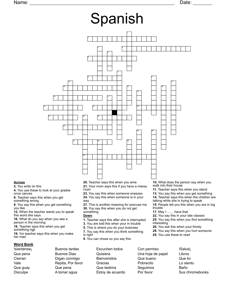 Spanish Crossword