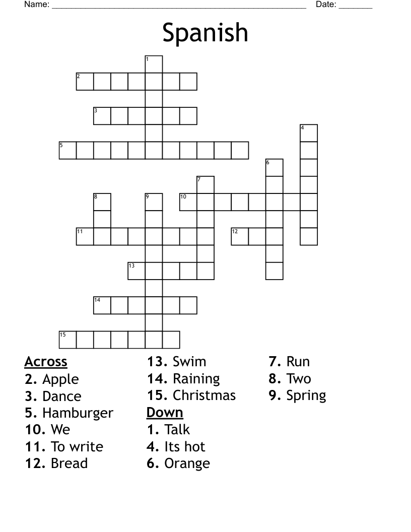 Spanish Crossword WordMint