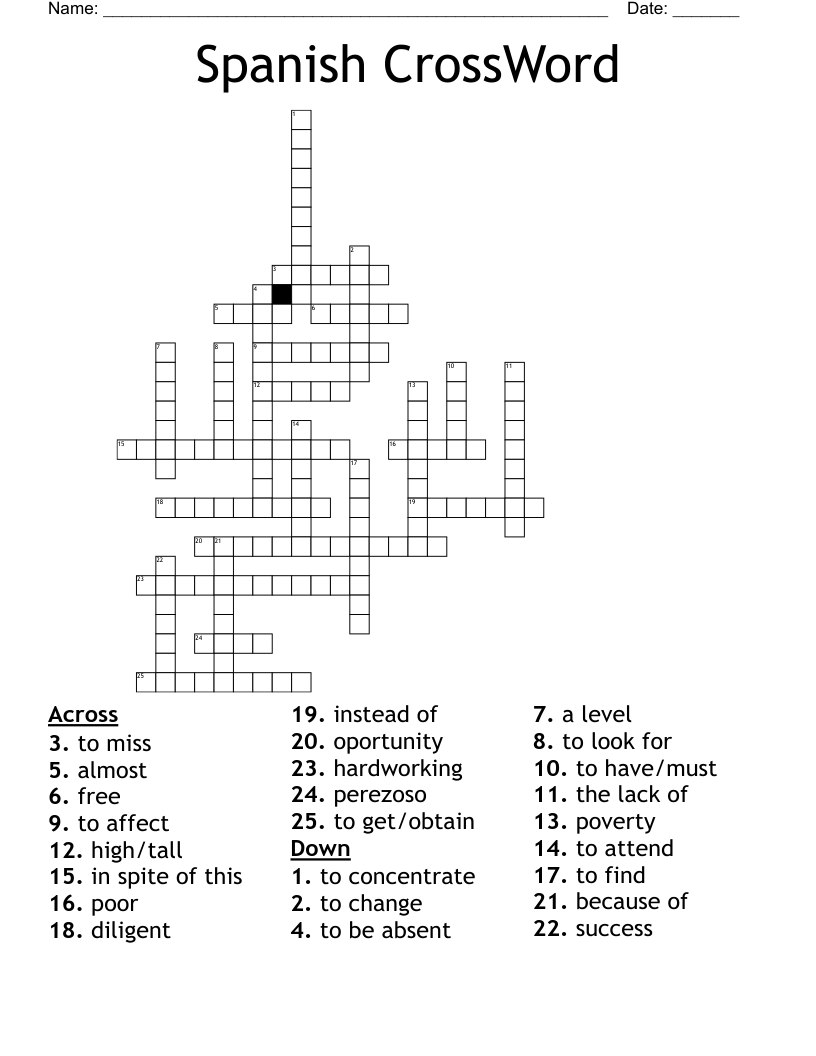 Spanish CrossWord
