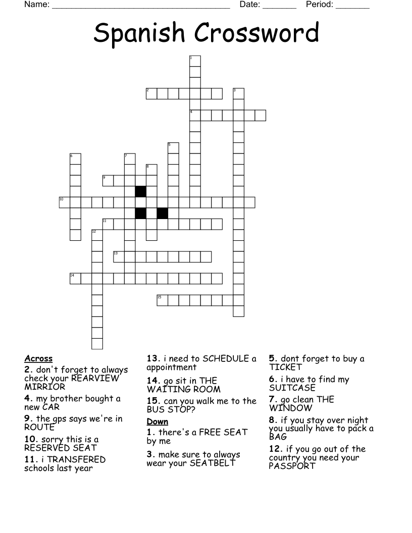 Spanish Crossword