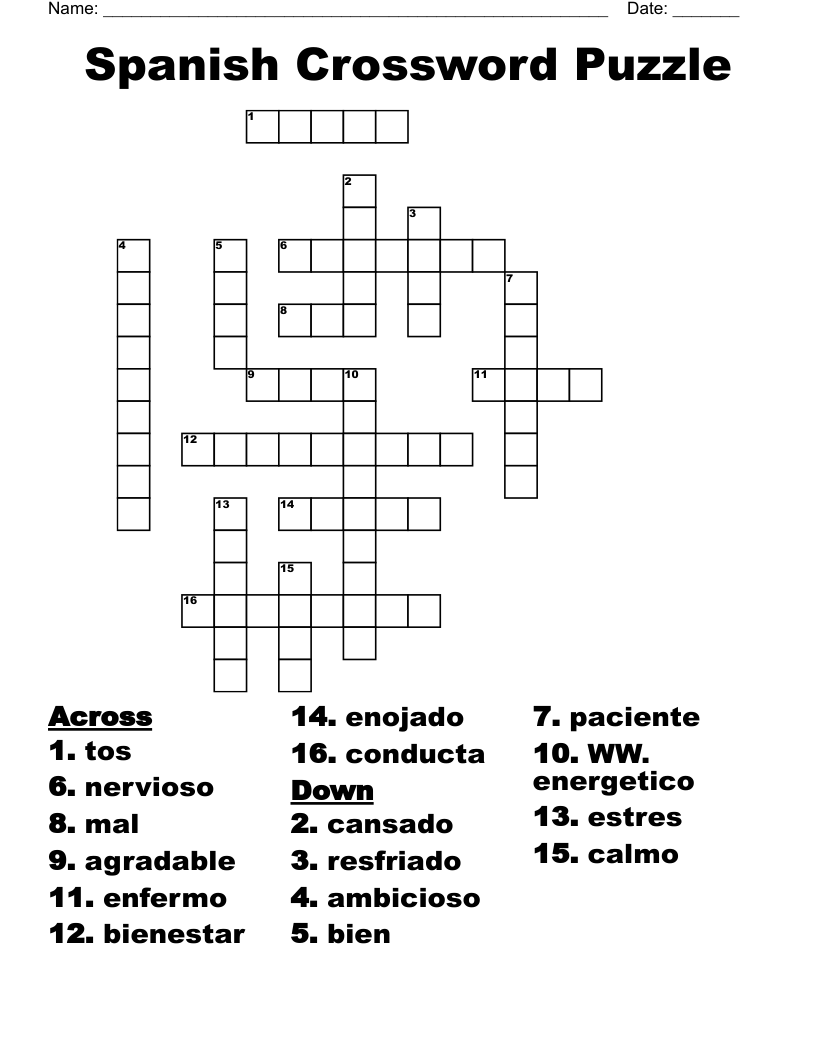 Spanish Crossword Puzzle Wordmint Spanish Crossword Puzzles Desmond 