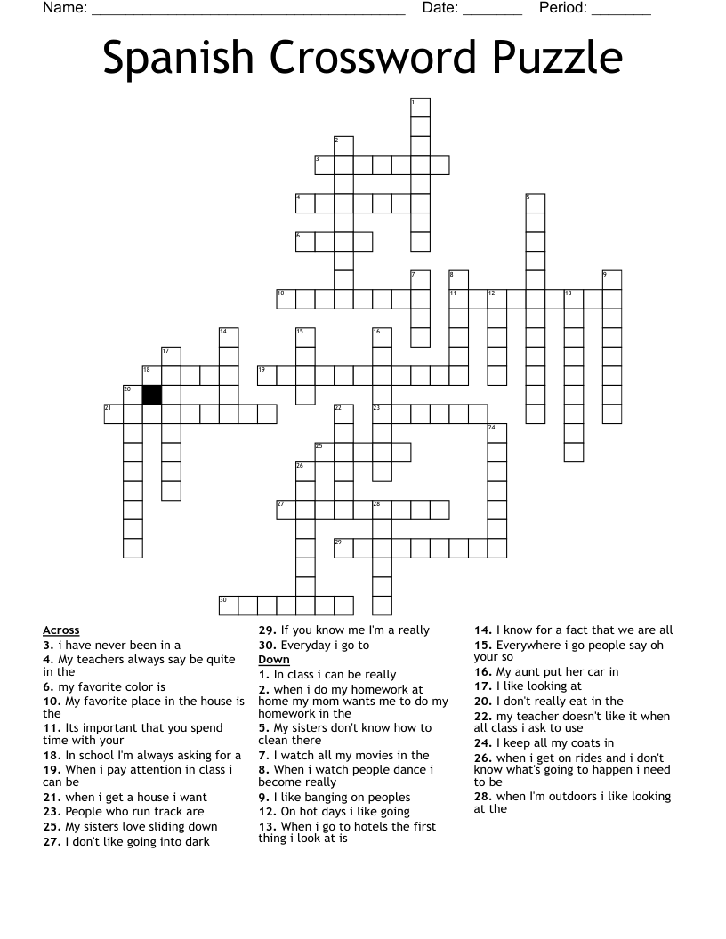 Spanish Crossword Puzzle WordMint