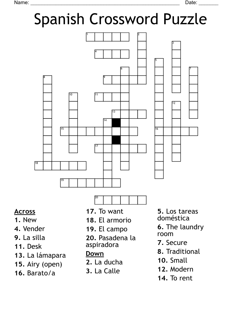 Spanish Crossword Puzzle