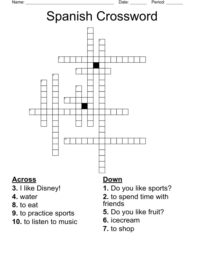 Spanish Crossword WordMint